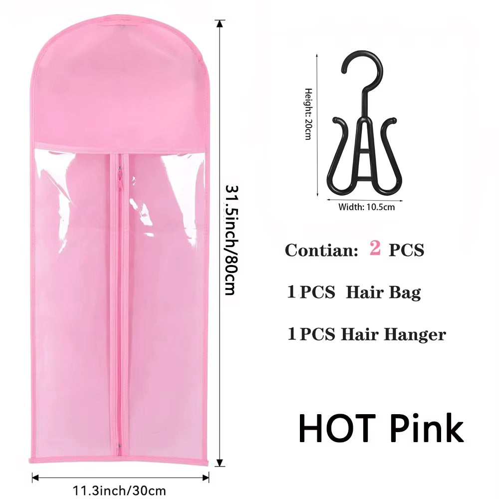 Wig Storage Bag Extra Long Hair Extension Storage Bag with Hanger for Wigs Hair Extensions Hairpiece Wig Bag with Wig Hanger